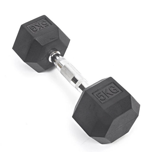 High quality and best rubber hex dumbbell, available in 1 kg, 2 kgs, 2.5 kgs, 5 kgs, 7.5 kgs, 10 kgs, 12.5 kgs, 15 kgs, 20 kgs.