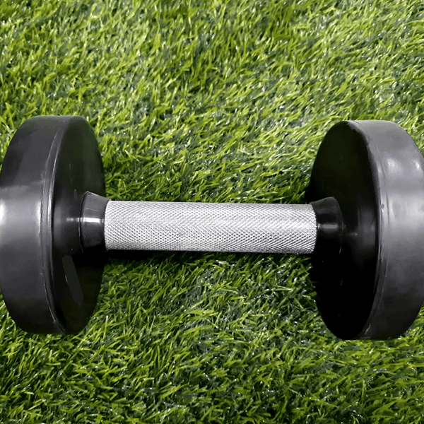 Premium round dumbbells set made of PVC, coated with silicon.