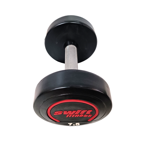 Premium round dumbbells set made of PVC, coated with silicon.