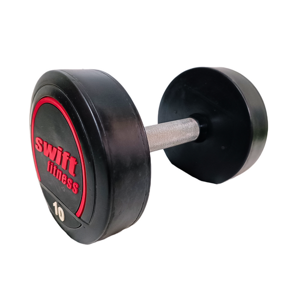 Premium round dumbbells set made of PVC, coated with silicon.