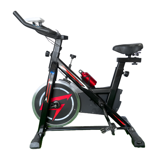 Spin bike for indoor cycling. This stationary bike is good for exercise at home and the gym.