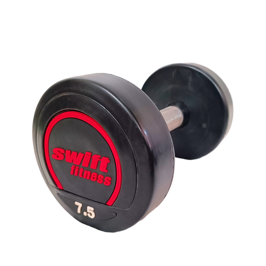 Premium round dumbbells set made of PVC, coated with silicon.