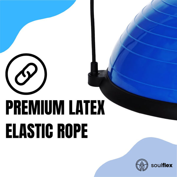 Soulflex Anti-Burst Classic Balance Ball, exercise ball with detachable resistance band. Anti-skid, extra-thick, and extra-durable gym balance ball for stability, strength training, and core workouts. Ideal for yoga, pilates, and full-body exercises.